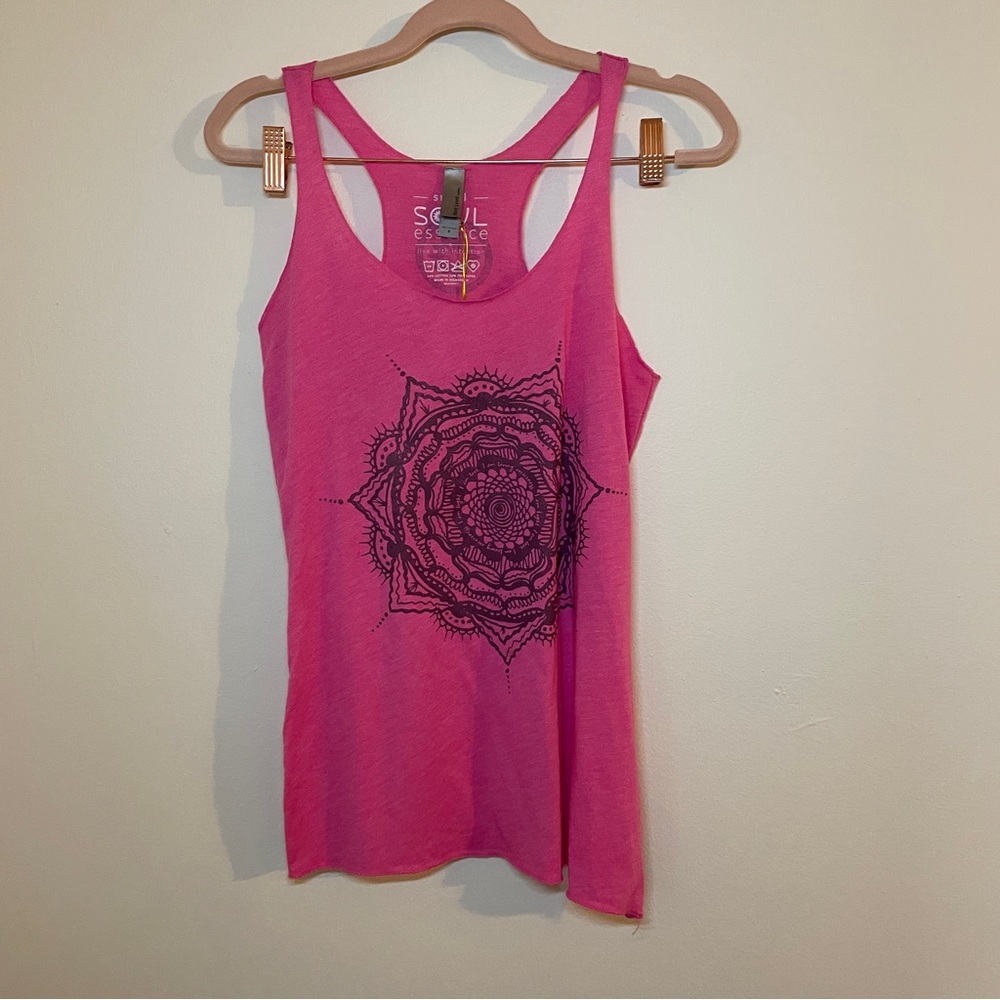 Next Level | "Soul Essence" Pink Lotus Yoga Athletic Tank Top Small NWT
